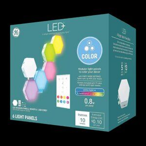 GE LED+ Color Changing Fixture LED Light Bulbs, Hex Panels, 0.8 Watts, 6 Pack